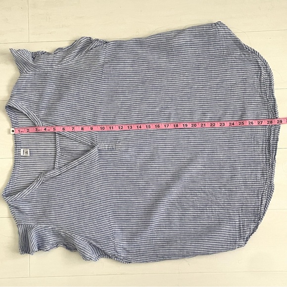 OLD NAVY Linen Cotton Blend Blue and White Striped Flutter Sleeve Blouse, XXL - Picture 12 of 15